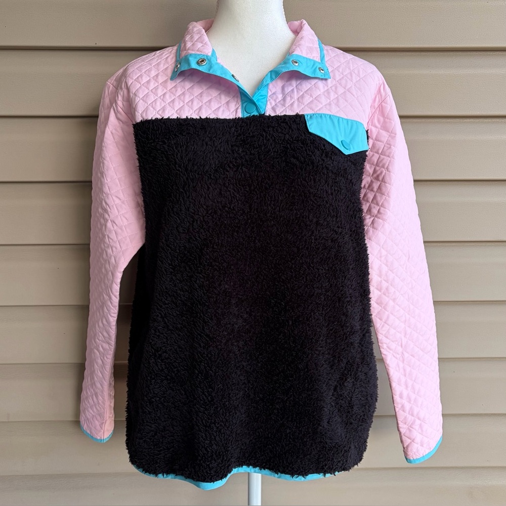 •Cabana by Crown & Ivy• Quilted/Faux Sherpa Pullover - Size Medium
